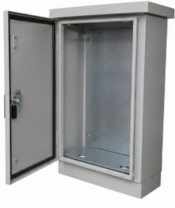 Armoire de commande électrique en acier galvanisé gris avec poignée de verrouillage, capot de protection ventilé contre la pluie, protection personnalisable - Product Image 3
