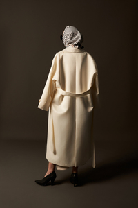 Robe longue de luxe en taffetas de coton et soie pour femme, double boutonnage, col en V, double doublure, style hiver élégant - Product Image 5