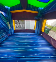 Château gonflable commercial en PVC avec toboggan et aire de saut, taille personnalisable et garantie de 3 ans pour les fêtes d'enfants