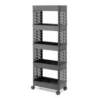 Étagère de rangement multifonctionnelle moderne en métal noir à quatre niveaux, résistante à l'eau, pour la cuisine, durable, non pliable, réglable