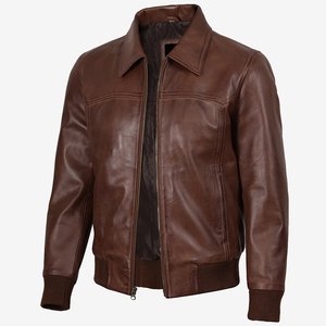 Nouvelle veste en cuir marron pour homme avec logo personnalisé, col élégant, veste de haute qualité, respirante, pour l'hiver. - Product Image 1
