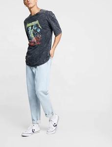 เสื้อยืดคอกลมทรงปกติสำหรับผู้ชาย ลายวินเทจฟอกสี 100% ผ้าฝ้าย สีดำ พิมพ์ลาย เป็นมิตรกับสิ่งแวดล้อม ระบายอากาศได้ดี น้ำหนัก 240 กรัม - Product Image 2