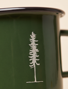 Forest Green Metal Camp Cup Custom Logo Printing Heavy Duty <b>Iron</b> Enamel Mug Featuring Minimalistic Evergreen Tree Artwork - Product Image 5