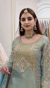 Traditional Faux Georgette Embroidered Purple Salwar Suit With Dupatta For Wedding India Pakistan Party Wear for Women - Product Image 5