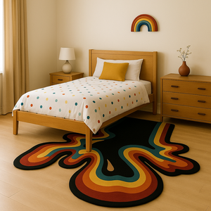 Designer Irregular Wool Area Rug Hand Tufted Solid Color Non-Slip Pet Friendly Luxury Home <b>Decor</b> Latex Backing New Year Gift - Product Image 2