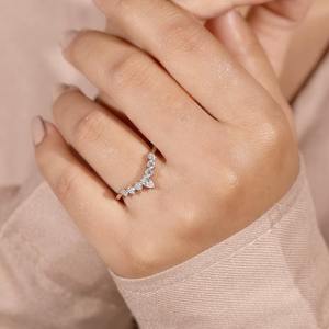Most Selling pear cut diamond <b>ring</b> v shape curved <b>Stacking</b> <b>ring</b> moissanite half eternity engagement anniversary jewellery <b>ring</b> - Product Image 4