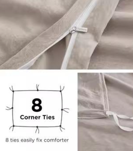 Ensemble de literie en coton gris, housse de couette respirante, douce, lavable en machine - Product Image 5