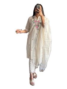 Salwar Kameez en coton Khadi de créateurs indiens et pakistanais, pour l'hiver et l'été, dernière collection exclusive, qualité supérieure, vêtements ethniques élégants pour femmes - Product Image 2