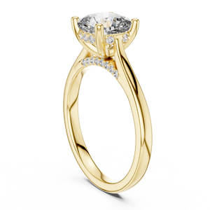 Bague Solitaire en Or 14K 18K avec Diamant de Laboratoire Taille Coussin, Halo Caché et Pont, 2.15Ct Certifié IGI DEFVVS, Élégante Bague de Mariage ODM - Product Image 4