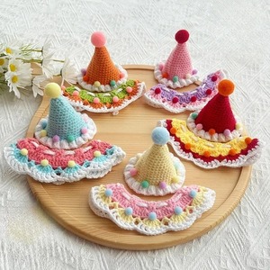 Pet <b>Cat</b> Birthday <b>Hat</b> Pet Party Dress Up Photo Decoration Dog Neck Cute Handmade Set Dog Accessories for Small Cotton Material - Product Image 1