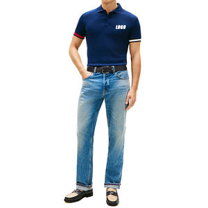 Polo slim fit en maille interlock pour homme, en coton respirant de qualité supérieure, avec logo brodé personnalisé. - Product Image 5