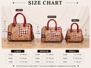 Bolsos de Viaje de Cuero Repujado Hechos a Mano de Gran Capacidad, Bolsos de Mano de Estilo Vintage Occidental a Cuadros de Primera Calidad para Mujer - Product Image 2