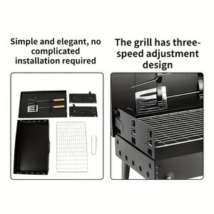 Griglia per Barbecue da campeggio all'aperto multifunzionale portatile con strumenti facili da usare miglior regalo per marito padre per feste picnic - Product Image 3