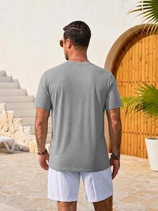 T-shirt graphique personnalisé pour homme, décontracté, à manches courtes, imprimé vintage tropical palmier, soleil, sel, sable, en coton, col rond - Product Image 4