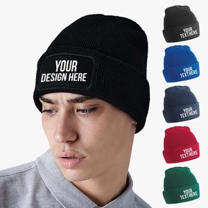 Pom 100% Cotton <b>Mens</b> Women Unisex <b>Beanie</b> Warm Slouchy Double Layer Cuffed Ski Travel <b>Hat</b> - Product Image 3