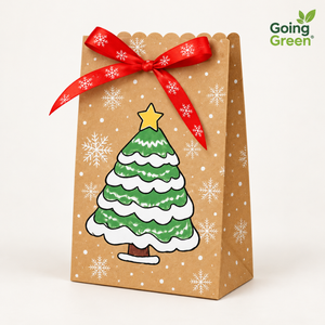 Bolsas de Regalo Navideñas Personalizadas de Papel Kraft con Cinta para Dulces, Galletas, Recuerdos de Fiesta, Empaque para Venta al por Menor - Product Image 1