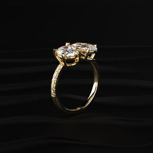Anillo Toi Et Moi de Dos Piedras de Moissanita Premium de 4.90 Quilates, Corte Oval y Pera, Claridad VVS1, con Detalles Pavé, Banda de Oro Sólido, Joyería de Fábrica - Product Image 3