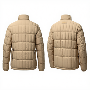 Veste matelassée unisexe personnalisée à capuche respirante avec col montant en toile, manteau d'hiver premium style urbain 300g avec poche avant - Product Image 2