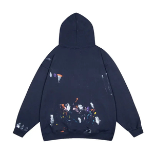 Sudadera con Capucha Extra Grande para Hombre, Diseño con Estampado Pintado a Mano, Bolsillos, Ropa Casual de Invierno, Tejido de Punto, Corte Regular, Logotipo Frontal, 100% Algodón - Product Image 2