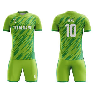 Conjunto de Uniforme de Fútbol para Hombre, Color Verde, Manga Corta, Cuello en V, Poliéster que Absorbe la Humedad, Corte Atlético, Nombre del Equipo Impreso - Product Image 1