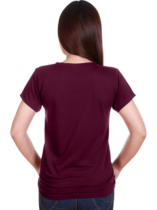 Camiseta de Cuello Redondo para Mujer, Color Verde Oliva, Manga Corta, Corte Regular, Informal, Lisa, 100% Algodón, Transpirable, Tejido de Felpa, Ecológica - Product Image 2