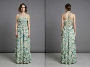 Vestido maxi halter estampado con espalda descubierta, bajo con volantes, sin mangas, casual de verano para mujer, estilo Y2K, cintura natural, tejido. - Product Image 3