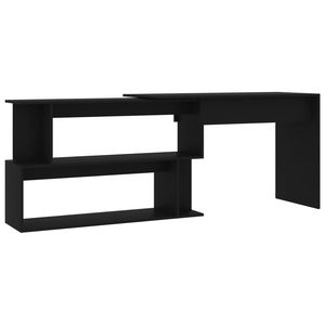 Escritorio de esquina de madera de ingeniería negra 78,7 "x 19,7" x 29,9 "para uso en computadora - Product Image 2