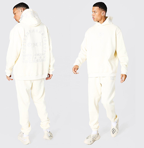 Custom Vendor Clothing Men's 3D Embroidery 2 Piece Set Heavyweight Hooded <b>Plain</b> <b>Tracksuit</b> Pullover Hoodie Sweatsuits For Mens - Product Image 5