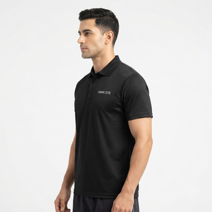 Polo homme noir, taille standard, polyester, manches courtes, personnalisable avec logo, bonne qualité. - Product Image 3