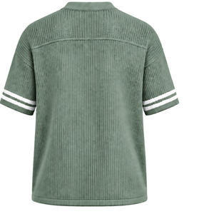 เสื้อเจอร์ซีย์กีฬาถักสีเขียวเซจ คอวี แขนสั้น น้ำหนักเบา สั่งทำได้ สวมใส่สบาย ทรงปกติ เหมาะสำหรับทีมกีฬา ระบายอากาศได้ดี - Product Image 2