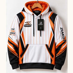 Wholesale Direct Ziakot Industry Custom Stitched White <b>Red</b>-Black Sports Pullover Sweatshirt Hoodie - Product Image 3