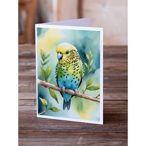 Caprichoso periquito A7 tamaño 5x7 tarjetas de notas en blanco Paquete de 8 con sobres para saludos - Product Image 2