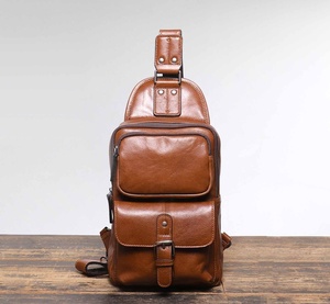Genuine Leather Vintage <b>Chest</b> Bag Fashion Crossbody <b>Small</b> Messenger Men Cross Sling Bag Customizable Color Logo High Quality - Product Image 1