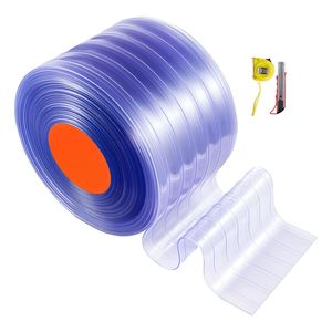 Tenda a strisce in PVC trasparente da 150 piedi, larghezza 12, con strisce in plastica a coste, rotolo sfuso per porte di celle frigorifere e congelatori - Product Image 1