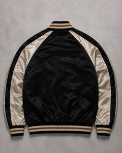 TRIVEERS Custom Black Gold Satin Varsity <b>Jacket</b> Premium Embroidered Autumn Wear Satin Bomber <b>Jacket</b> OEM Factory Supply 2026 - Product Image 2