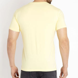 Camiseta de Verano para Hombre al por Mayor, de Alta Calidad, 100% Algodón, Manga Corta, Transpirable, Color Amarillo Sólido, Anti-Pilling, de Secado Rápido - Product Image 3