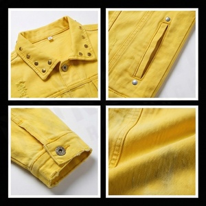 Funky Streetwear Patchwork Botones Rasgados Recortada Jean Chaqueta de mezclilla para hombres y damas en todos los tamaños Chaquetas de mezclilla para hombres Abrigos - Product Image 4