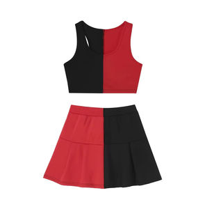 Custom Logo Unisex Polyester Cheerleading Uniform Sets White Sleeveless Spandex Top Shorts High Quality New Style Practice - Product Image 3