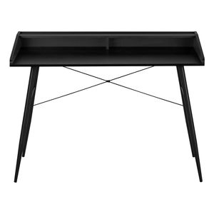 Scrivania Moderna Contemporanea da 48 Pollici per Ufficio Domestico con Ripiani Portaoggetti, Laminato Nero e Struttura in Metallo, Postazione di Lavoro per Laptop - Product Image 6