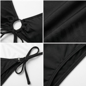 Ensemble de bikini noir à bretelles croisées pour femme North Approach avec bas de maillot à nouer sur les côtés et imprimé logo sur le devant - Product Image 4