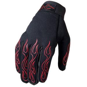 Guantes de Motocicleta de Cuero Negro con Diseño de Llama Roja, Guantes Retro para Motociclistas, Antideslizantes, para Carreras Callejeras - Product Image 1