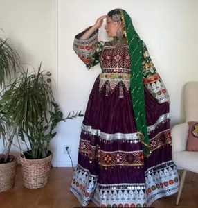 Robe culturelle afghane écologique pour femmes, manches longues, longueur genou, avec dentelle à la taille naturelle et broderie tribale authentique - Product Image 2