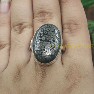 Large <b>Marcasite</b> Stone 925 Sterling Silver Handmade Statement <b>Ring</b> Vintage Oval Cabochon Designer Jewelry Women Gift for unisex - Product Image 4