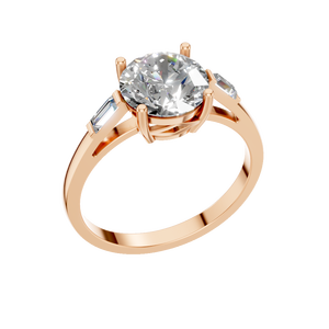 Anillo de Compromiso de Plata de Ley 925 con Tres Piedras, Moissanita de Corte Brillante en el Centro, Engaste de Garras con Baño de Rodio, OEM para Bodas - Product Image 1