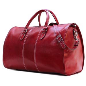 Sac de voyage unisexe en cuir rouge avec fermeture éclair, grande capacité, style vintage, sac de week-end 20-35L - Product Image 1