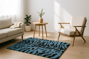 Alfombra de lujo de primera calidad con diseño de piel de guepardo azul y negro, lavable, para decoración del hogar, sala de estar, picnic - Product Image 5