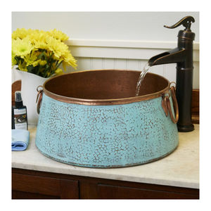 Évier de salle de bain de qualité assurée en cuivre, de forme ronde, style antique, en vente par les exportateurs - Product Image 1