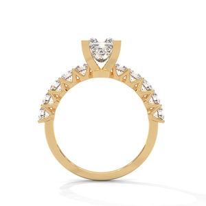 Bague de fiançailles en or jaune 14 carats avec diamant de laboratoire taille princesse, sertie à griffes, bijou pour anniversaire de mariage - Product Image 3