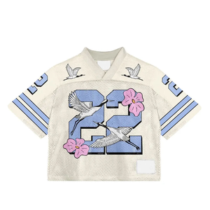 Camiseta de Fútbol Americano con Estampado Floral de Marca, Cuello en V, Manga Corta, Malla Transpirable, Unisex, para Adultos, para Todas las Temporadas - Product Image 4