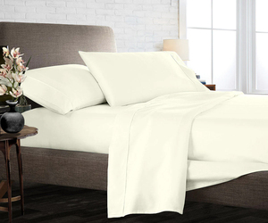 Export Quality Luxury Plain Ivory 100% Cotton King Size <b>Bed</b> Sheet | Hotel Guest Room & Home Use | Factory Direct Price - Product Image 1